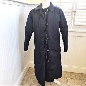 Lands’ End Long Navy Blue Down Winter Coat Small